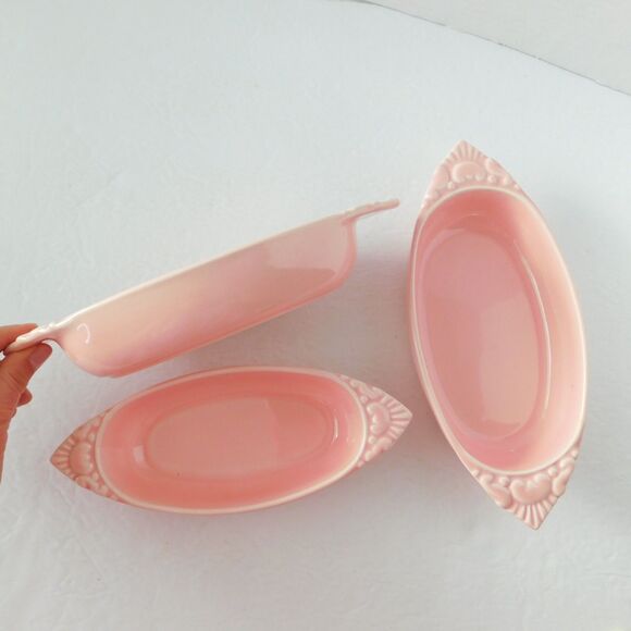 Miramar of California USA Pottery Pink Dishes Lot of 3 Vintage MCM Serving Candy - Picture 11 of 13